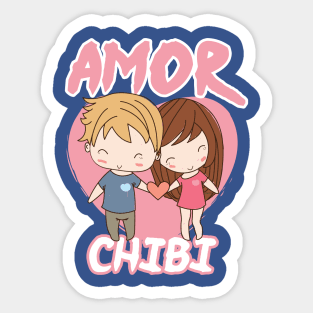 Amor Chibi Anime Couple Humor Sticker